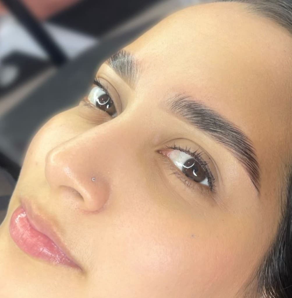 Resultado de laminado de cejas con pelo peinado hacia arriba, Master Class